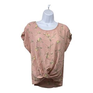 Pink‎ Republic Pink Floral Short Sleeve Tie Front Sz L